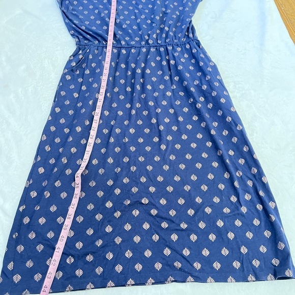 Boden Midi T-Shirt Dress Pockets Odile Jersey French Navy Palm Tile Foil sz 12p - Picture 12 of 13